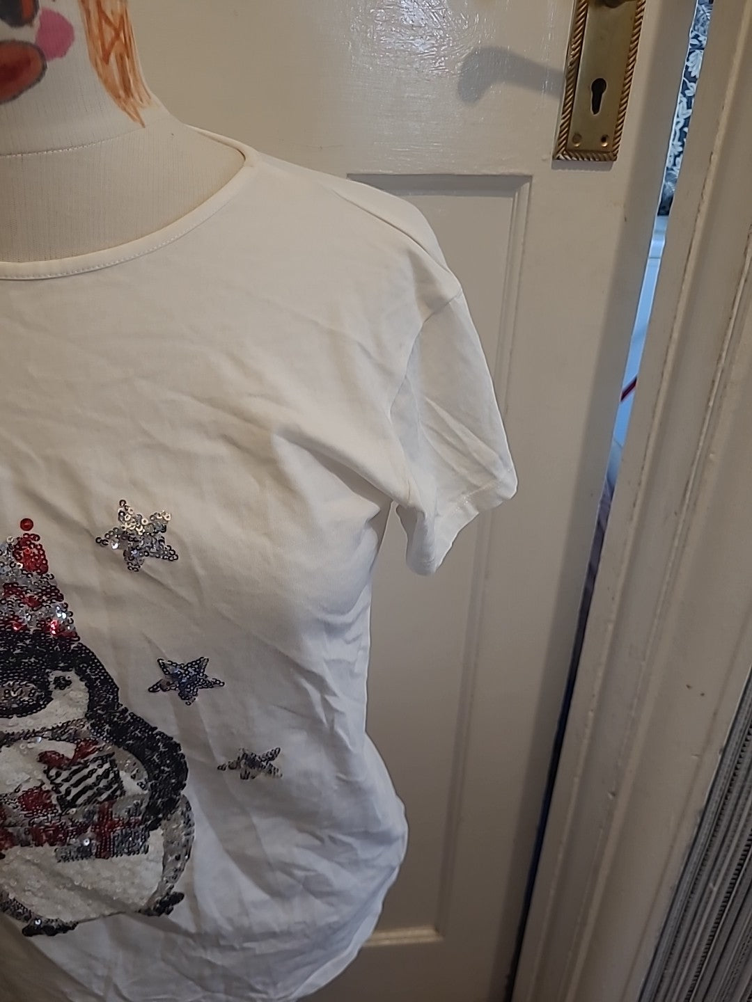 Unisex Marks And Spencer 12-13 Years White Xmas Penguin Short Sleeved Tshirt