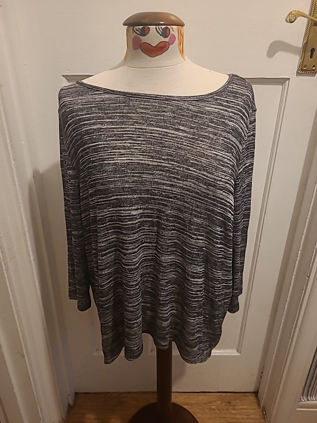 Ladies Epilogue Size 16 Grey Fleck Mid Sleeved Blouse