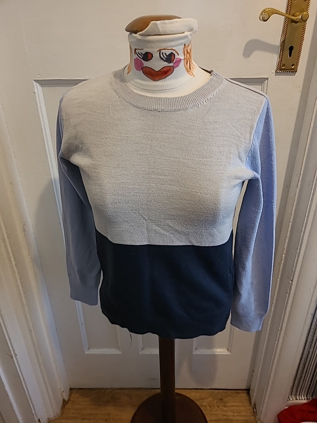 Ladies Marks And Spencer Size 6 Navy Mix Long Sleeved Pullover Jumper