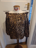 Ladies Jessica Wright Size Small Leopard Print Elasticated Hem Long Sleeved Top