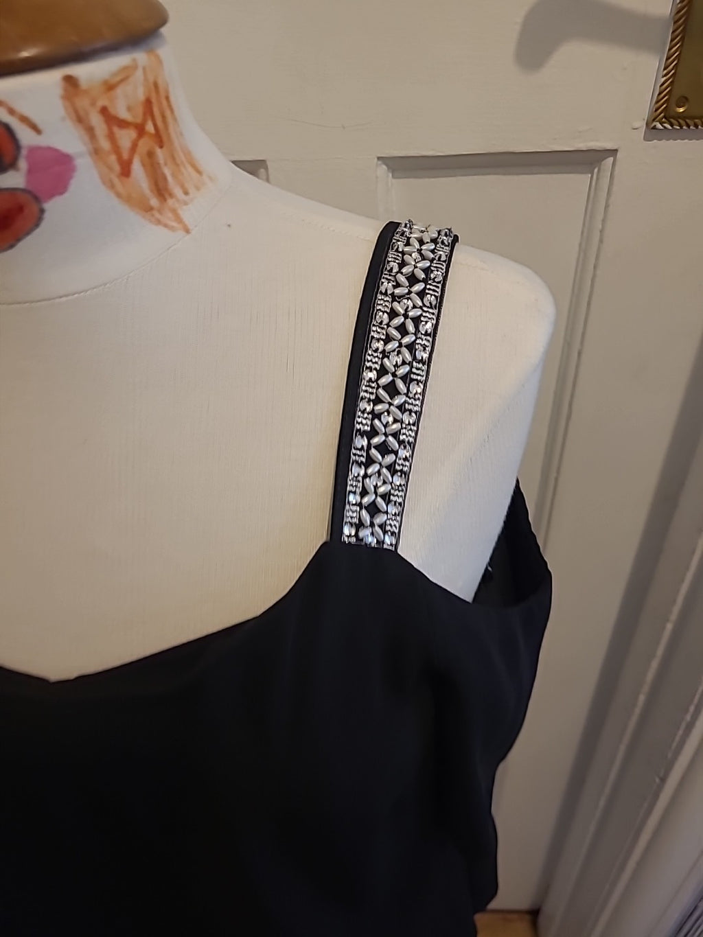 Ladies Dorothy Perkins Size 10 Black White Deatiled Shoulder Straps...