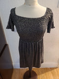 Ladies Topshop Size 6 Silver Sparkle Short Sleeved Short Dress