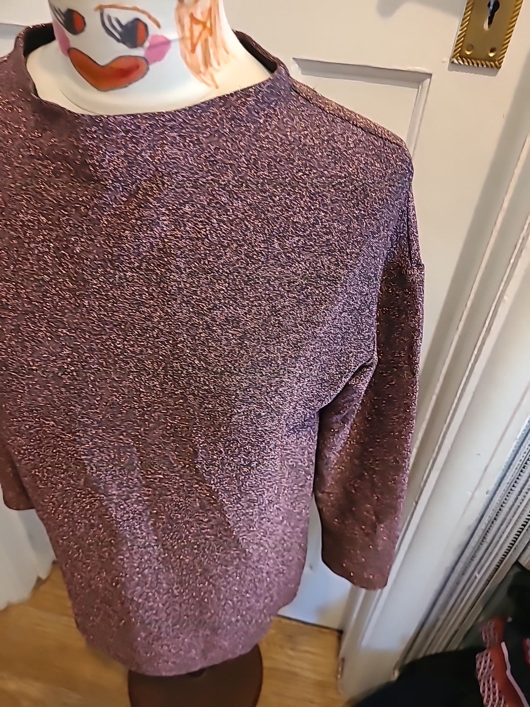 Ladies Tu Size 8 Bronze Shimmer Long Sleeved Blouse