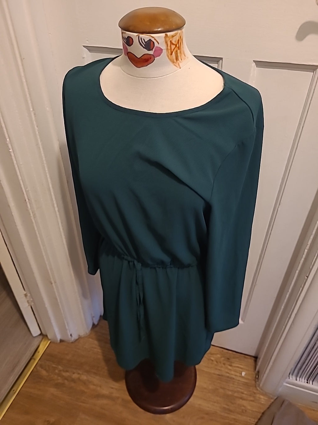 Ladies Only Size (42) Bottle Green Long Sleeved Round Neck Dress