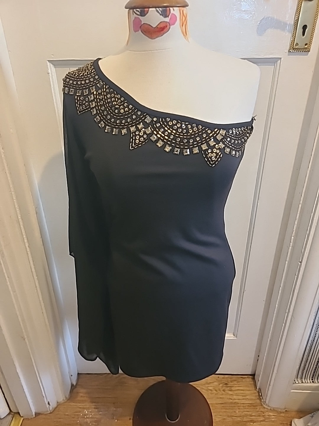 Brand New Tagged Ladies New Look Size 10 Black Off The Shoulder Dress