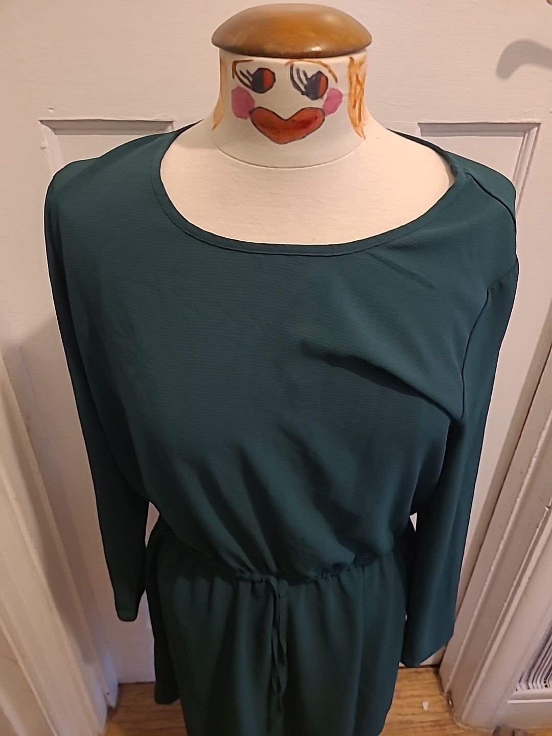 Ladies Only Size (42) Bottle Green Long Sleeved Round Neck Dress