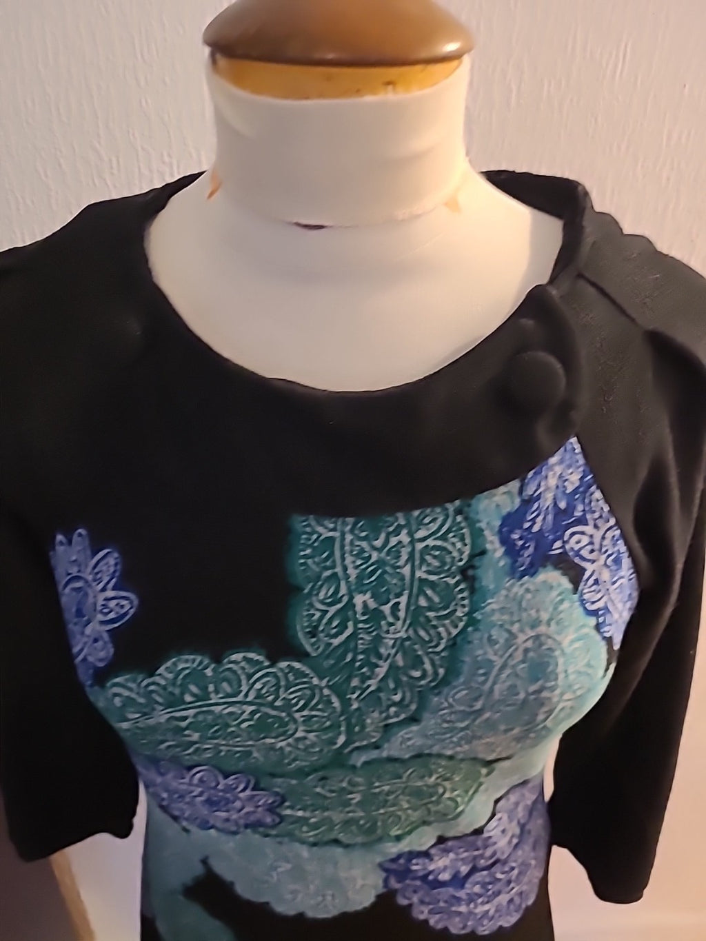 Ladies Purplish Medium Multi Floral Mid Sleeved Dress