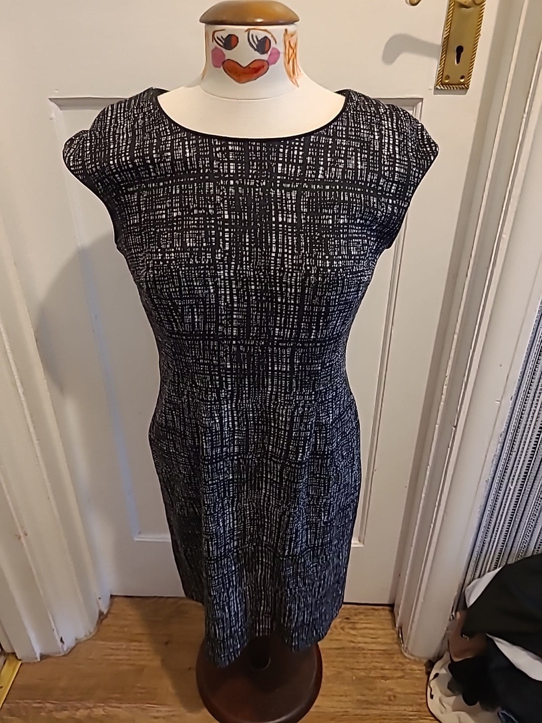Ladies George 12 Black/Grey Cap Sleeved Dress