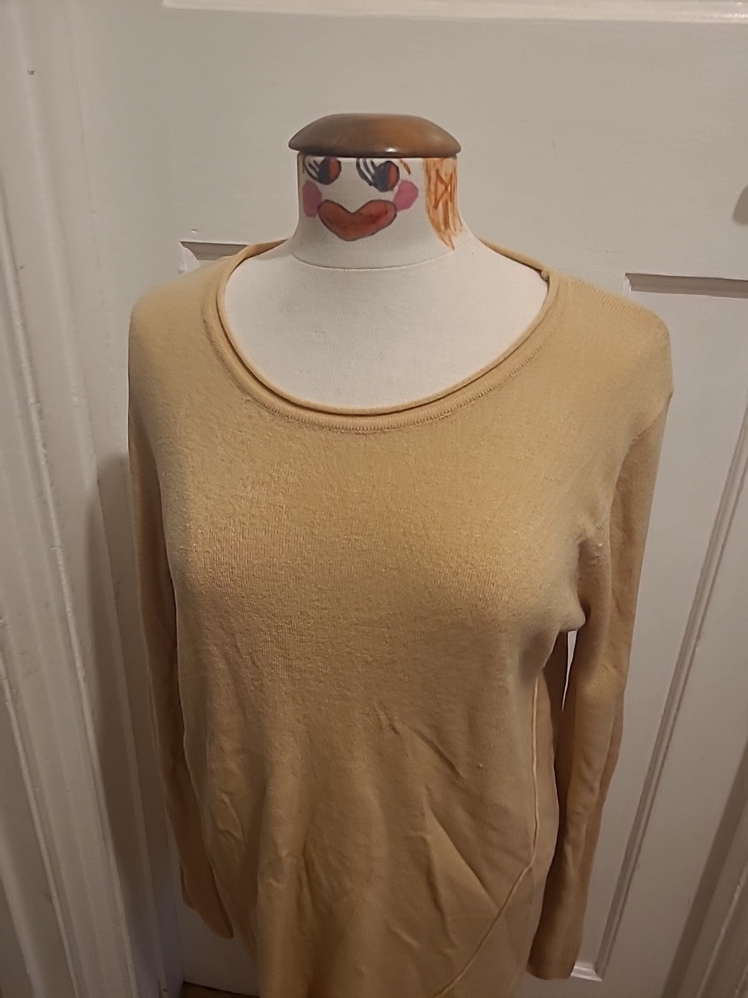 Ladies South Size 14 Beige Ribbed Long Sleeved Pullover Jumper
