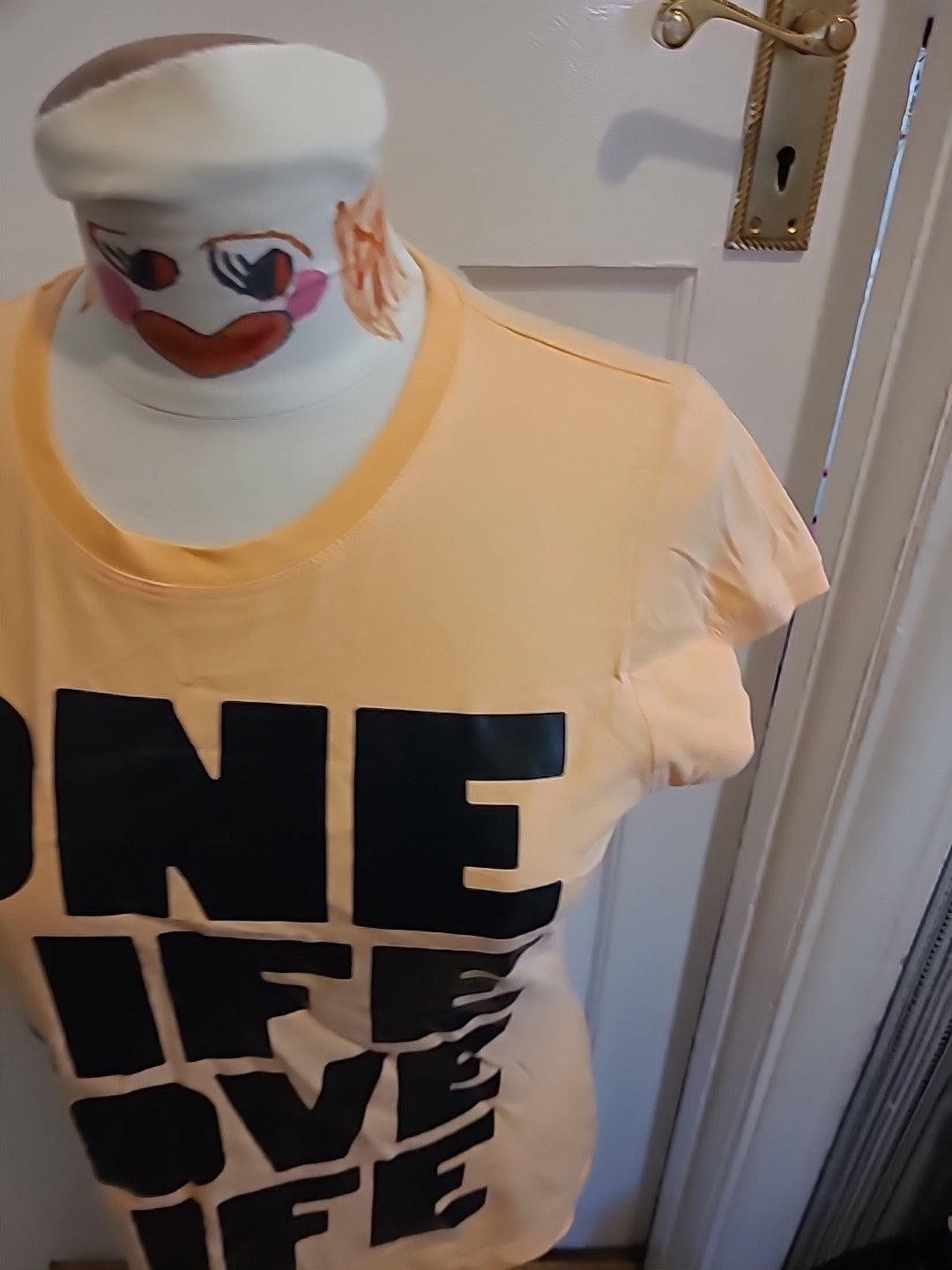 Ladies New Look 16 Peach And Black Short Sleeved Tshirt