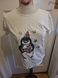 Unisex Marks And Spencer 12-13 Years White Xmas Penguin Short Sleeved Tshirt
